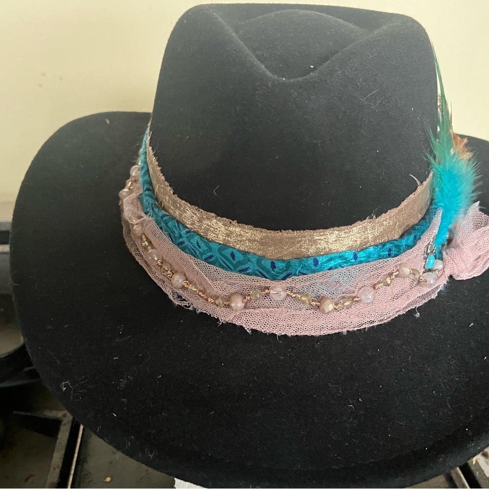 Black and Teal Embellished Women's Hat